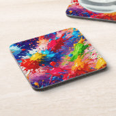 ウェッカラフルト絵を描スプラッシュデザイン コースター (左側)