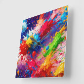 ウェッカラフルト絵を描スプラッシュデザイン スクエア壁時計 (傾斜)