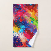 ウェッカラフルト絵を描スプラッシュデザイン バスタオルセット (ハンドタオル)