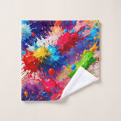 ウェッカラフルト絵を描スプラッシュデザイン バスタオルセット (ウォッシュタオル)