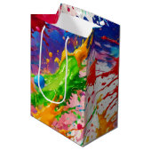 ウェッカラフルト絵を描スプラッシュデザイン ミディアムペーパーバッグ (正面アングル)