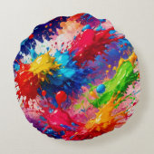ウェッカラフルト絵を描スプラッシュデザイン ラウンドクッション (裏面)