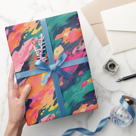 ウェッカラフルト絵を描パターン ラッピングペーパー (ギフト)