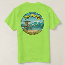ウェッジでサーフィン - ニューポートビーチ, カリフォルニア州 (男女兼用) Tシャツ
