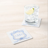 ウェッジウッド名門私立校風のモノグラム卒業 スクエアペーパーコースター (インサイチュ)