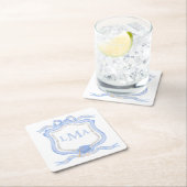 ウェッジウッド名門私立校風のモノグラム卒業 スクエアペーパーコースター (インサイチュ)