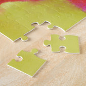 ウェットかわいらしウォーターカラーレッドピンクローズアートパズル ジグソーパズル (側面)