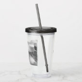 ウェットとディウィーのブドウのの白黒葉写真 アクリルタンブラー (左)