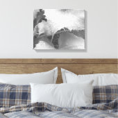 ウェットとディウィーのブドウのの白黒葉写真 キャンバスプリント (インサイチュ (寝室))