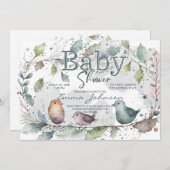 ウェットカラー自然ベビーシャワー 招待状 (正面/裏面)