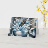 ウェットキャット誕生日ユーモア カード (黄色い花)