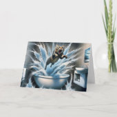 ウェットキャット誕生日ユーモア カード (正面)