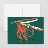 ウェットフライ、フライフィッシング、フライタイ、フライフィッシング芸術 シーズンポストカード (正面/裏面)