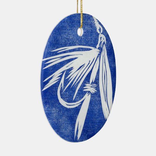 ウェットフライ – 青いクラシックウェットフライのクリスマスオーナメント セラミックオーナメント (右)