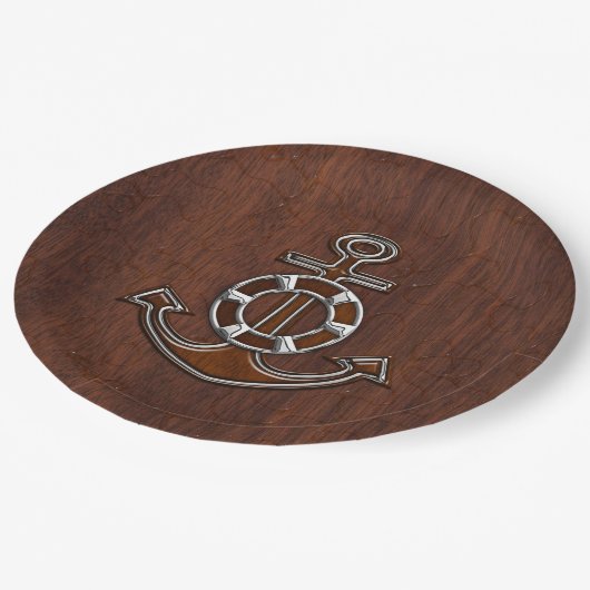 ウェットマ航海のホガニーいかりスチールデコール ペーパープレート