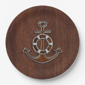 ウェットマ航海のホガニーいかりスチールデコール ペーパープレート (正面)
