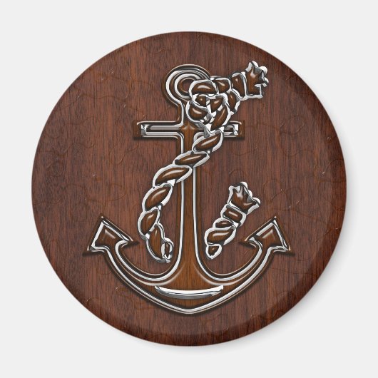 ウェットマ航海のホガニーいかりスチールデコール マグネット (正面)