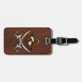 ウェットマ航海のホガニーパイレーツスカルスチール ラゲッジタグ (正面横)