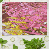 ウェットルックピンク抽象芸術反射 キッチンタオル (折り畳み)