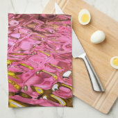 ウェットルックピンク抽象芸術反射 キッチンタオル (四つ折り)