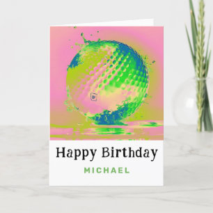 *~*ウェット芸術的AP94ゴルフボール誕生日カード サンキューカード