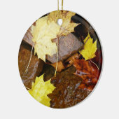 ウェット葉自然と岩秋の写真撮影 セラミックオーナメント (左)