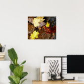 ウェット葉自然と岩秋の写真撮影 ポスター (ホームオフィス)