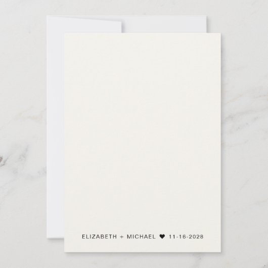 ウェッミニマルモダンディングレセプションクリーム招待状 案内状 (裏面)