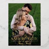 ウェッモダンスタイリッシュディングの写真を保存 箔シーズンポストカード (正面)