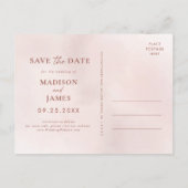 ウェッモダンディング日付を保存フォトコラージュシンプル インビテーションポストカード (裏面)