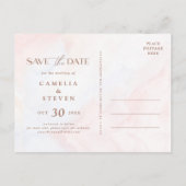 ウェッモダンディング日付を保存フォトコラージュシンプル インビテーションポストカード (裏面)