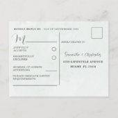 ウェッモダンディングRSVP水彩Sageグリーン インビテーションポストカード (裏面)