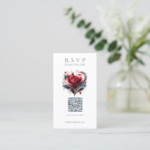 ウェッモダンディングRSVP QRコード – ハート型バラ 名刺 (スタンド正面)