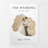 ウェッモダンミニマルディングRSVP詳細QRコード写真 三つ折り招待状 (カバー)