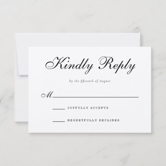 ウェッ伝統的フォーマルディングRSVP応答カード 出欠カード (正面)