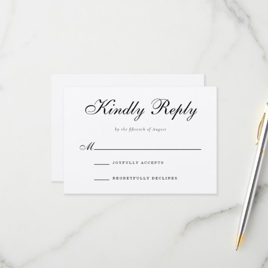 ウェッ伝統的フォーマルディングRSVP応答カード 出欠カード (正面/裏面インサイチュ)