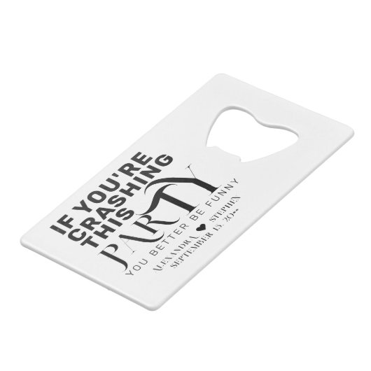 ウェディングおもしろいパーティー引用文結婚式の引き出物ドリンク クレジットカード栓抜き (正面アングル)