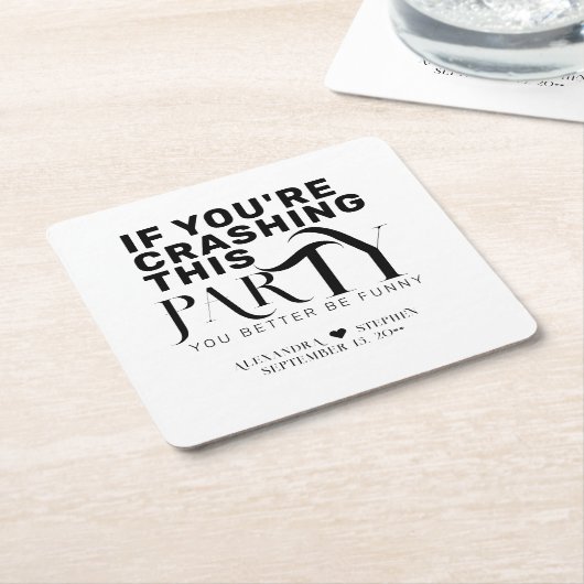 ウェディングおもしろいパーティー引用文結婚式の引き出物ドリンク スクエアペーパーコースター (アングル)