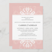 ウェディングかわいらし招待高級フォーマル赤面ピンク5x7 招待状 (正面/裏面)
