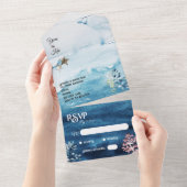 ウェディングでのシンプルな返信を兼ねたラスティックオーションの招待状 オールインワン招待状 (貼ってはがせる)