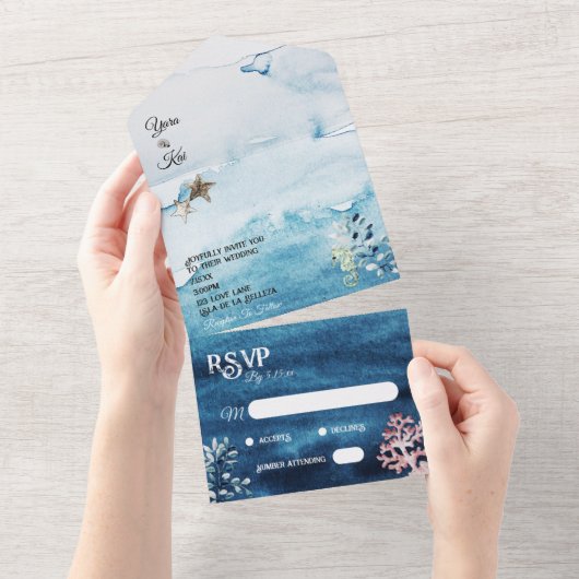 ウェディングでのシンプルな返信を兼ねたラスティックオーションの招待状 オールインワン招待状 (貼ってはがせる)