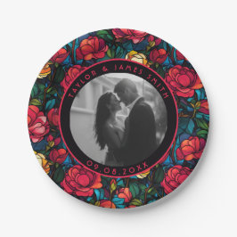 ウェディングのための美しいローズ ブライダルシャワープレート, 海岸のロマンスを満喫できるこの沿岸花 ペーパープレート