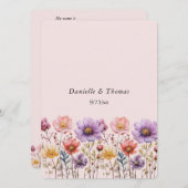 ウェディングのアドバイス 春の花 ピンク 紫 黄色 アドバイスカード (正面/裏面)