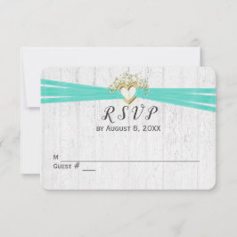 ウェディングの出欠確認リボン ハート 招待状