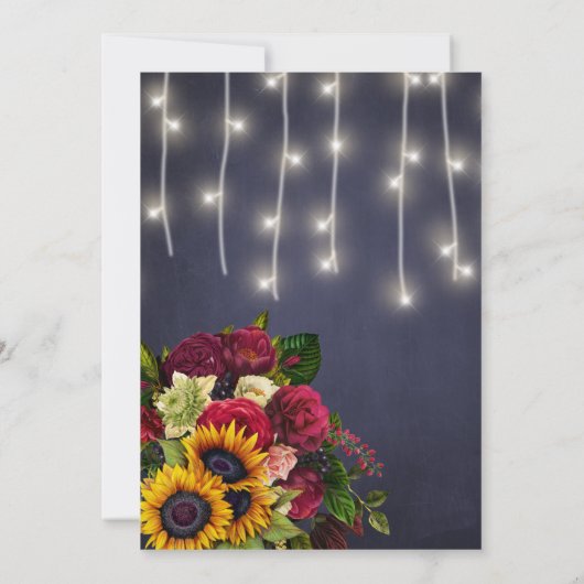 ウェディングの新しい日付 ハ sunflower とバラのお知らせ 招待状 (裏面)