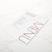 ウェディングの最初の日に強く押されたメニューのカード 箔招待状 (回転した状態)