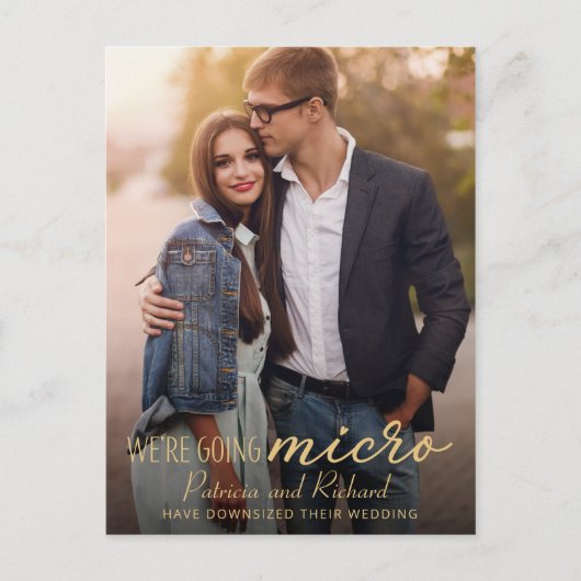 ウェディングの縮小発表かわいい写真 ポストカード (正面)