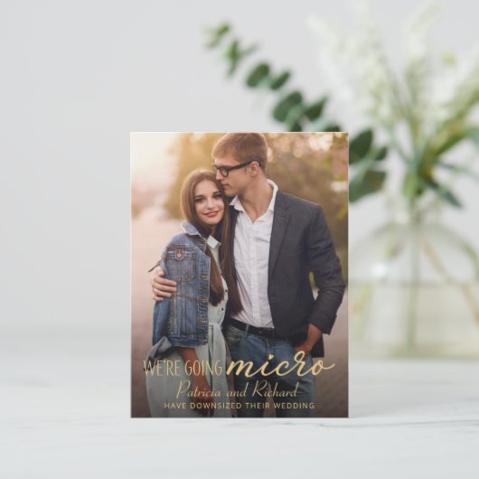 ウェディングの縮小発表かわいい写真 ポストカード (スタンド正面)