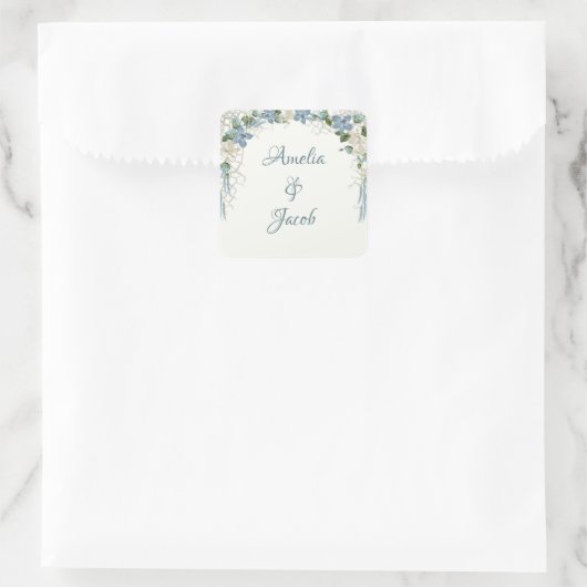 ウェディングの花をフローラ航海の網で スクエアシール (バッグ)