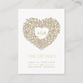 ウェディングの詳細 チューリップのブーケ モノグラム 緑 茶色 エンクロージャーカード